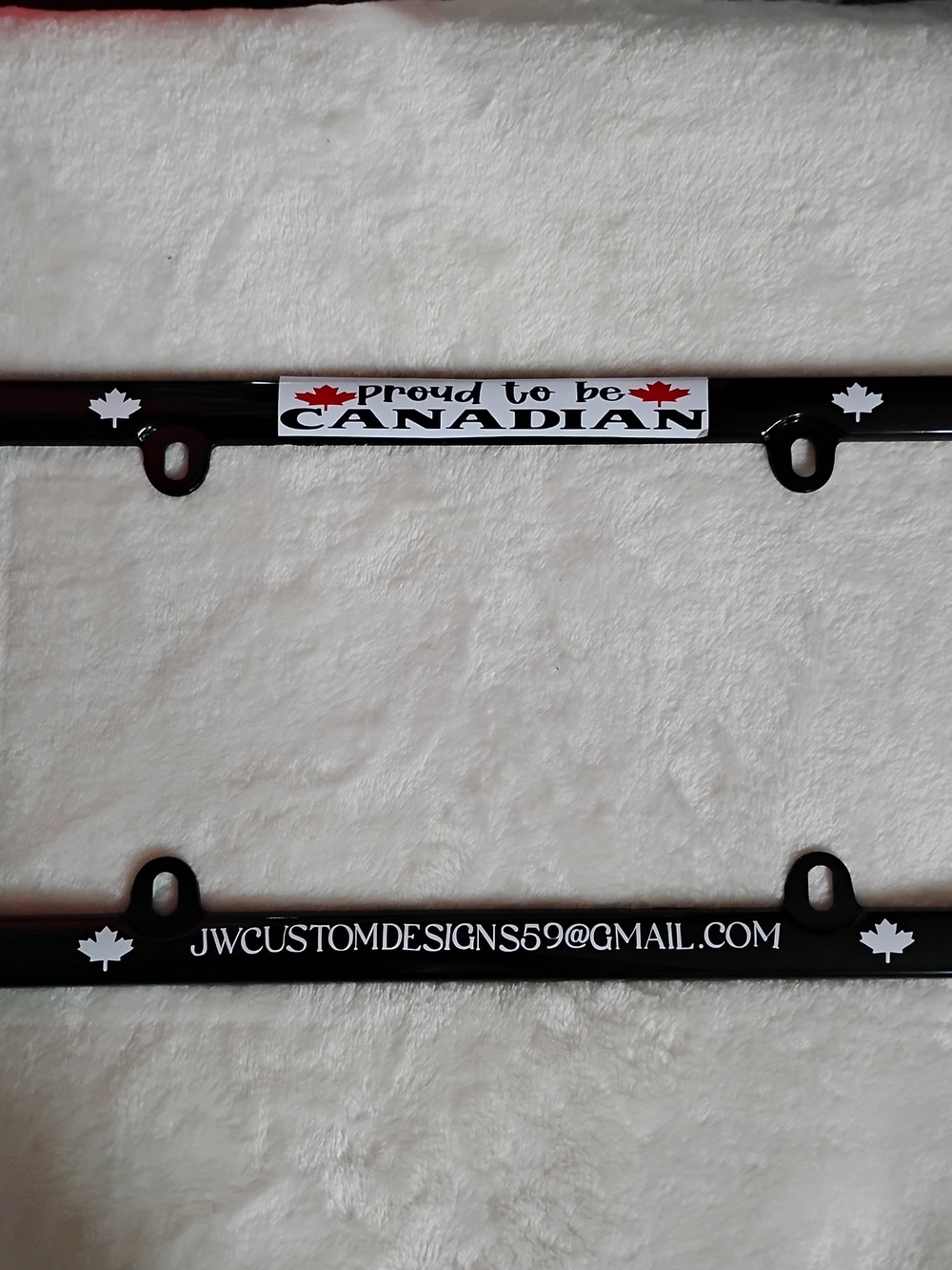 Licence Plate Frame Created for Personalized Preference "Proud To Be Canadian"